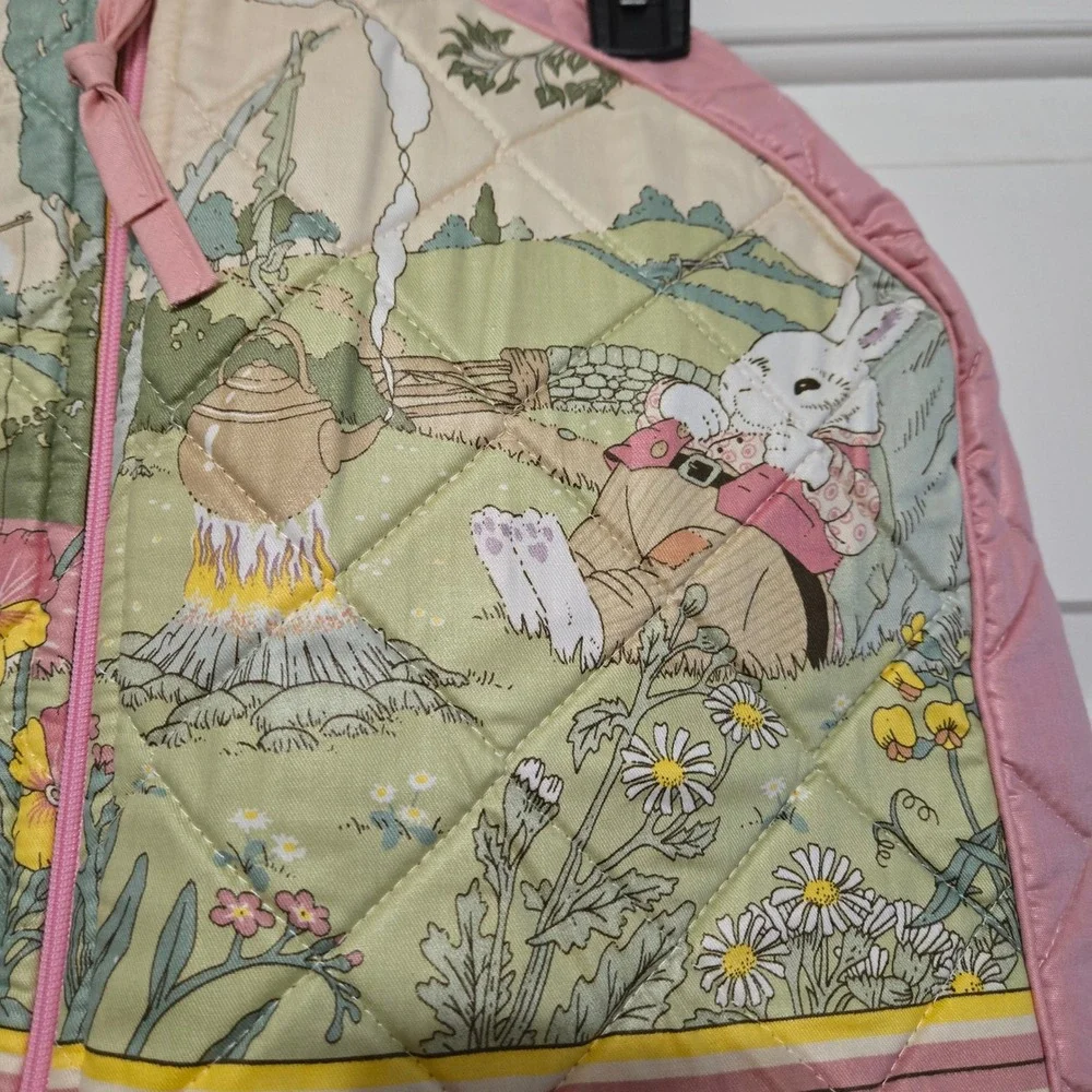 Vintage Quilted Bunny Storybook Garment Bag Peter Rabbit Style Nursery Storage
